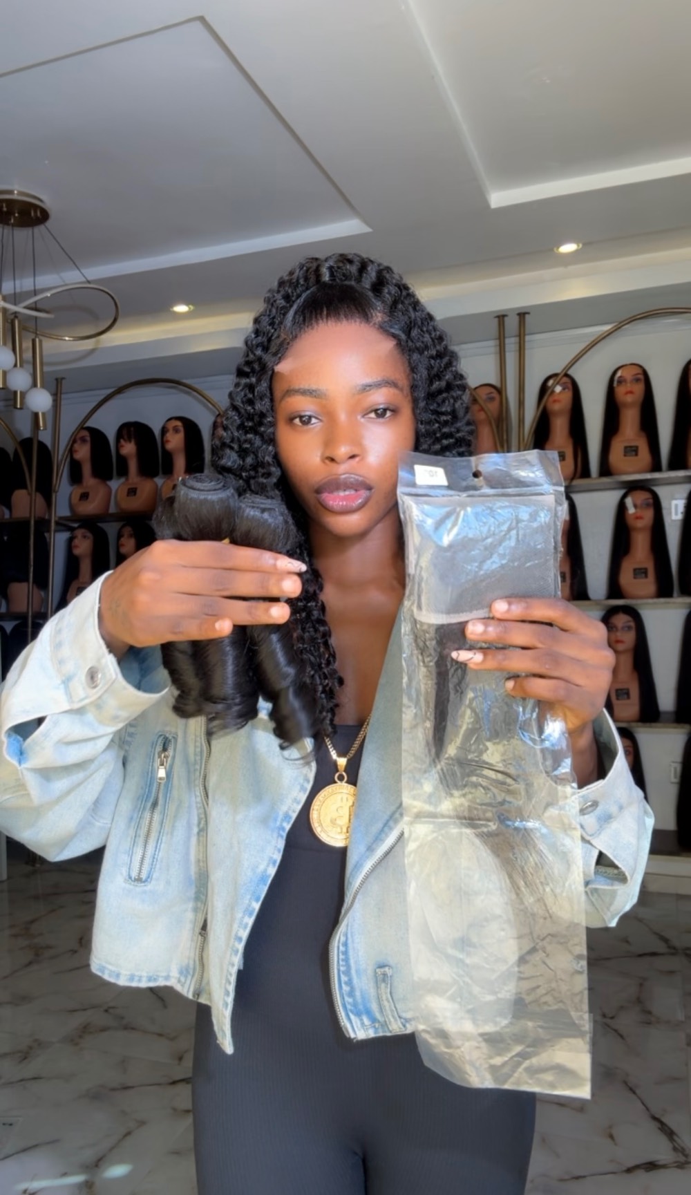 10” frontal curly pony