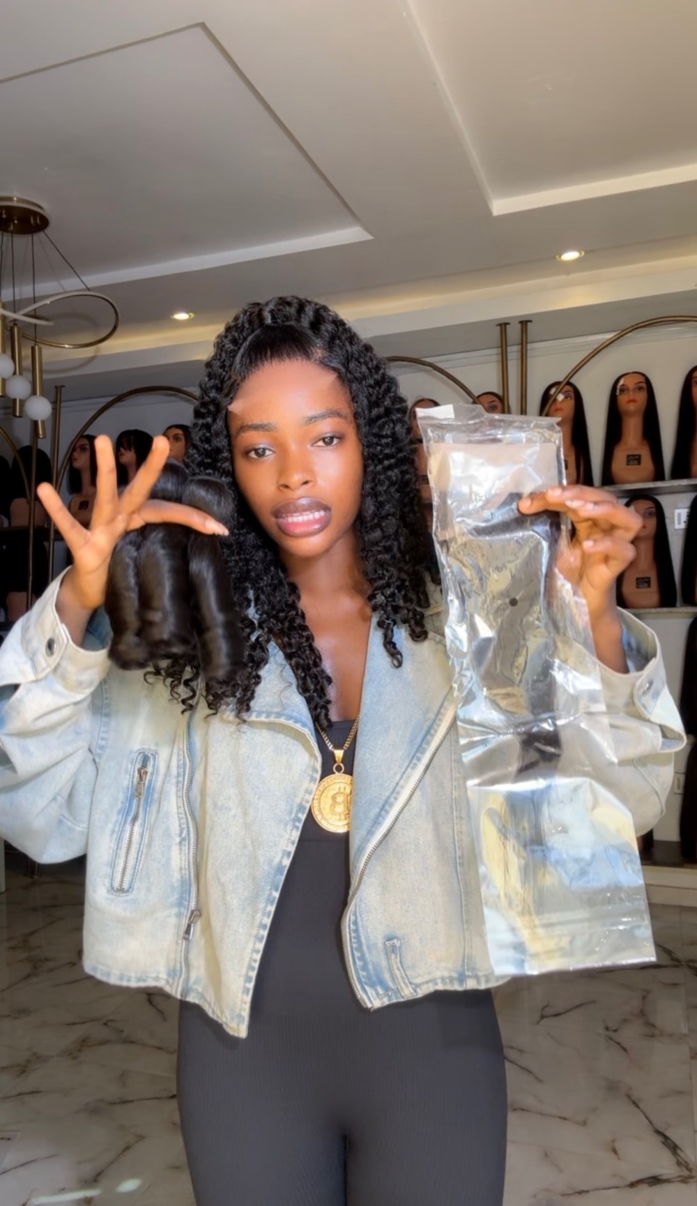 14” frontal curly pony