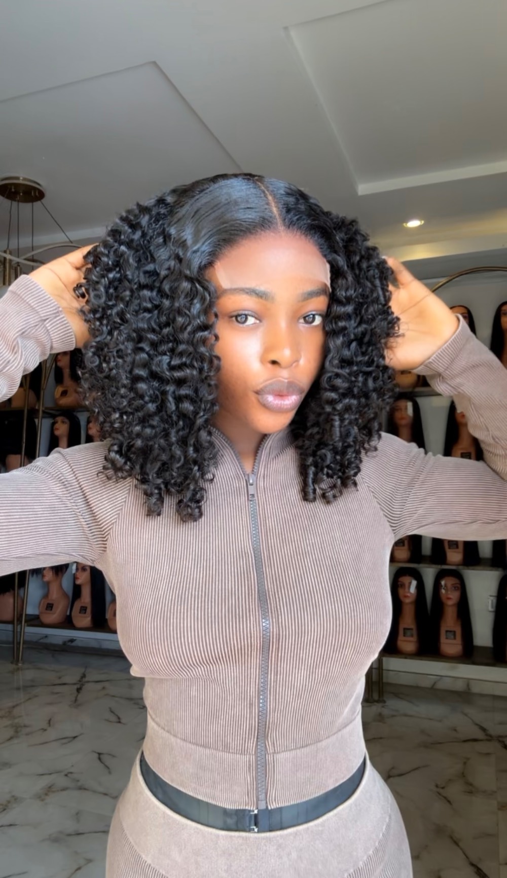 14” black pixie curls