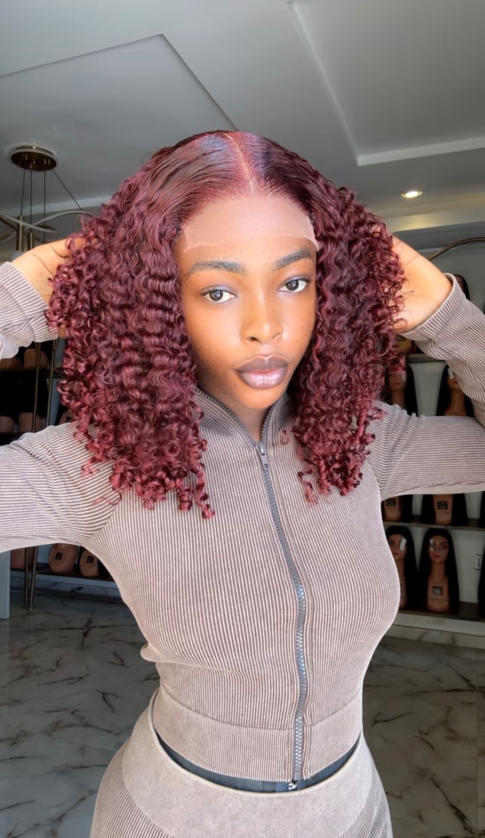 14” sdd burgundy pixie curls