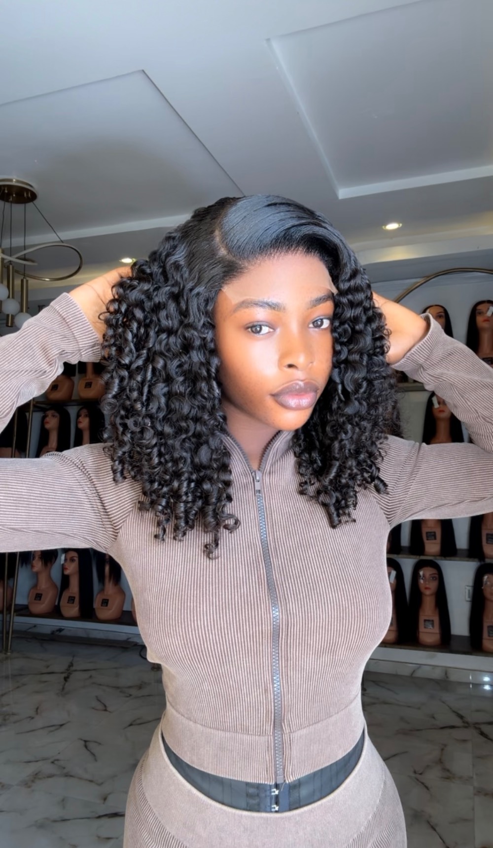 16” black sdd pixie curls